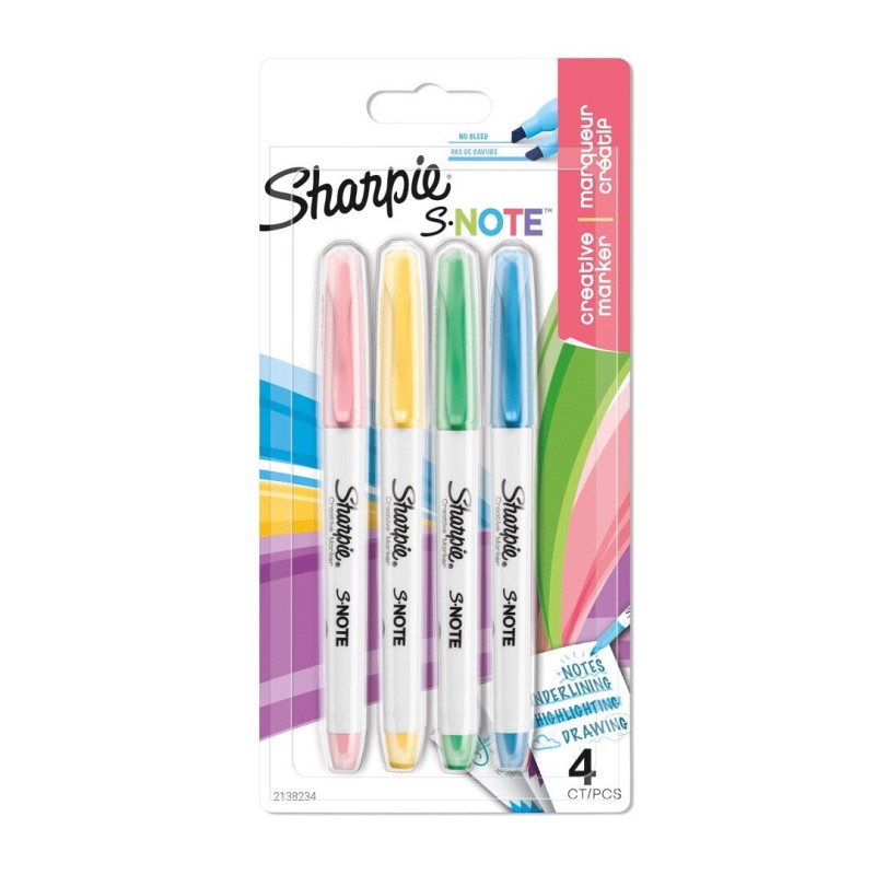 Sharpie S-Νote Ανεξίτηλοι Μαρκαδόροι Πολύχρωμοι 4τμχ