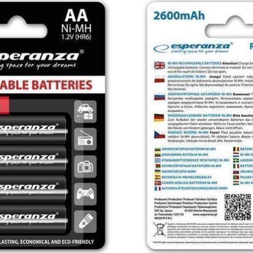 Esperanza Επαναφορτιζόμενες Μπαταρίες AA Ni-MH 2600mAh 1.2V 4τμχ Esperanza Επαναφορτιζόμενες Μπαταρίες AA Ni-MH 2600mAh 1.2V 4τμχ