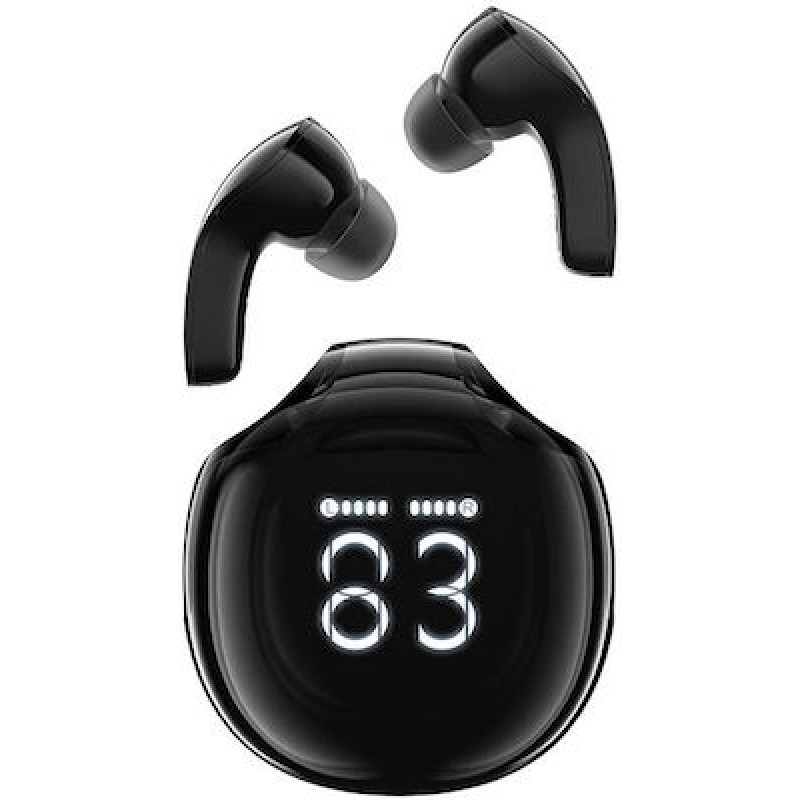 Acefast T9 Crystal (Air) In-ear Bluetooth Handsfree Ακουστικά με Θήκη Φόρτισης Obsidian Black