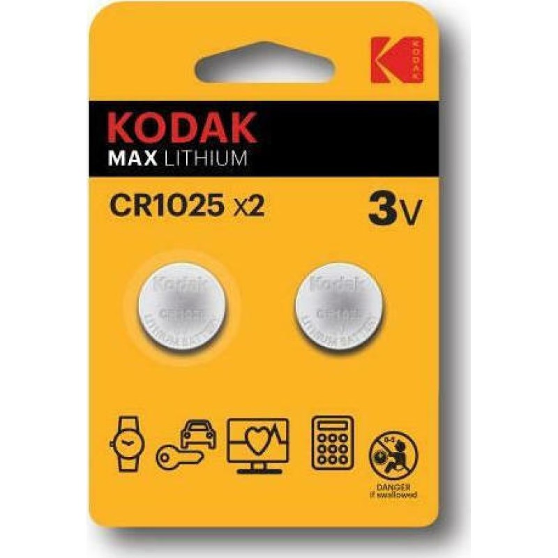 Kodak Max Lithium Μπαταρίες Ρολογιών CR1025 3V 2τμχ