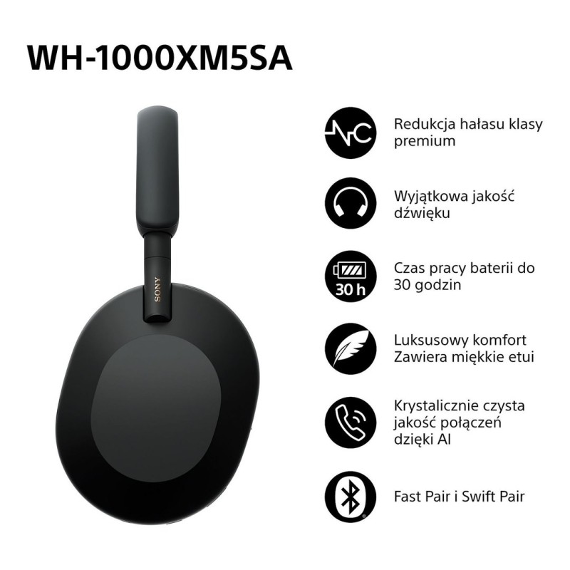 SONY WH-1000XM5SA BLACK WIRELESS HEADPHONES