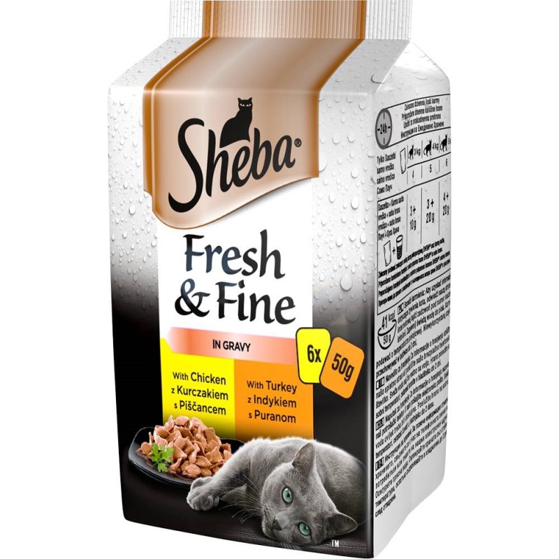 SHEBA Fresh&Fine Chicken, Turkey - wet cat food - 6 x 50 g