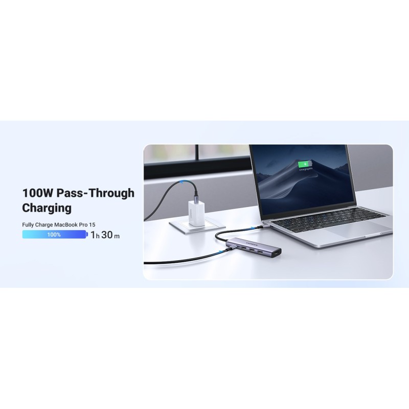 Ugreen 15596 laptop dock/port replicator Wired USB 3.2 Gen 1 (3.1 Gen 1) Type-A + Type-C Aluminium
