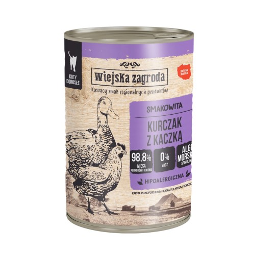 WIEJSKA ZAGRODA Chicken with duck - wet cat food - 400g WIEJSKA ZAGRODA Chicken with duck - wet cat food - 400g