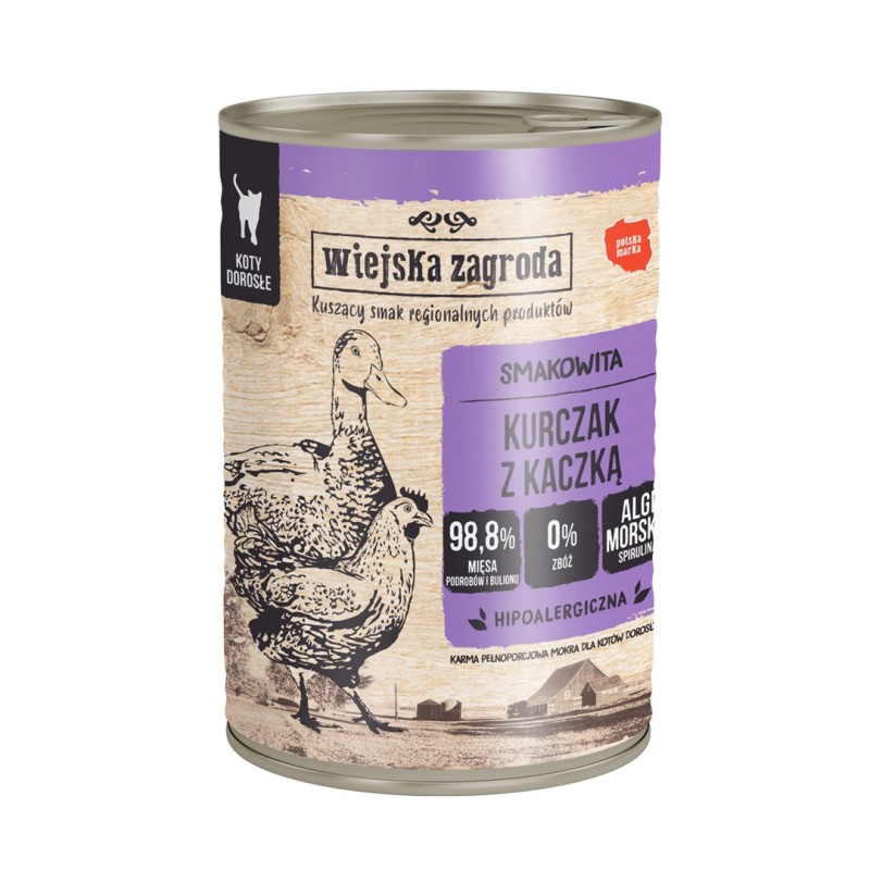 WIEJSKA ZAGRODA Chicken with duck - wet cat food - 400g