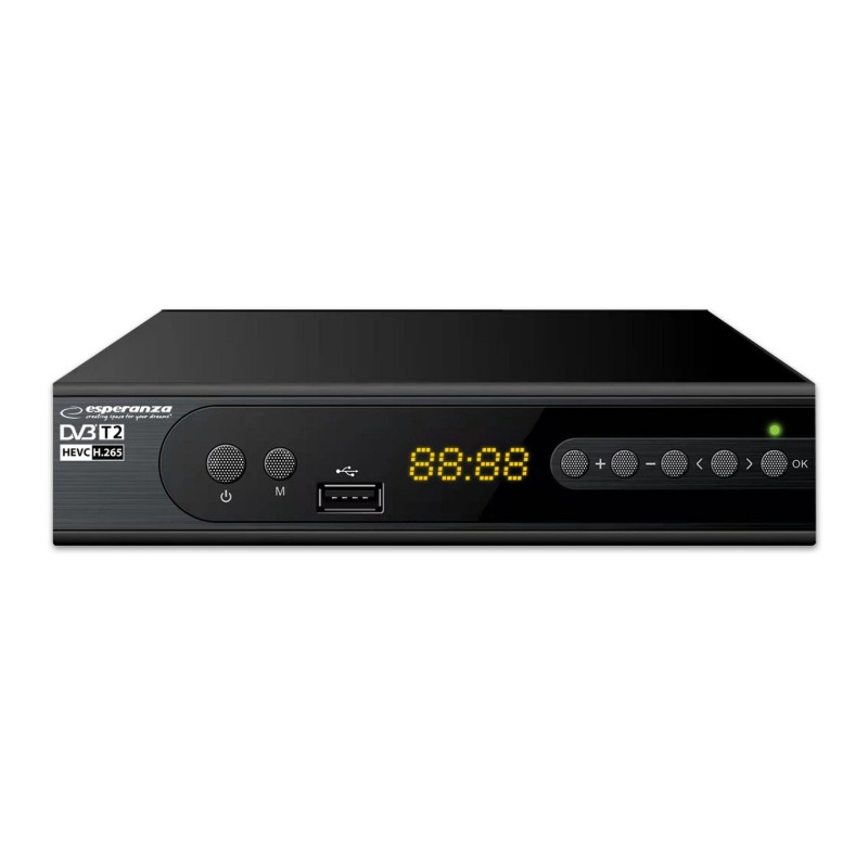 Esperanza EV106P Digital DVB-T2 H.265/HEVC tuner, Black Esperanza EV106P Digital DVB-T2 H.265/HEVC tuner, Black