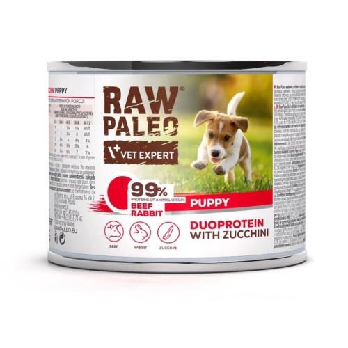 RAW PALEO Duoprotein Beef & Rabbit Puppy - wet dog food - 200g RAW PALEO Duoprotein Beef & Rabbit Puppy - wet dog food - 200g
