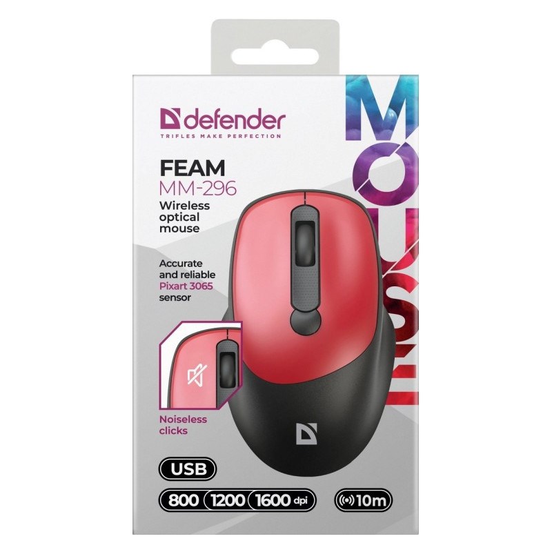 MOUSE DEFENDER FEAM MM-296 RF SILENT RED MOUSE DEFENDER FEAM MM-296 RF SILENT RED