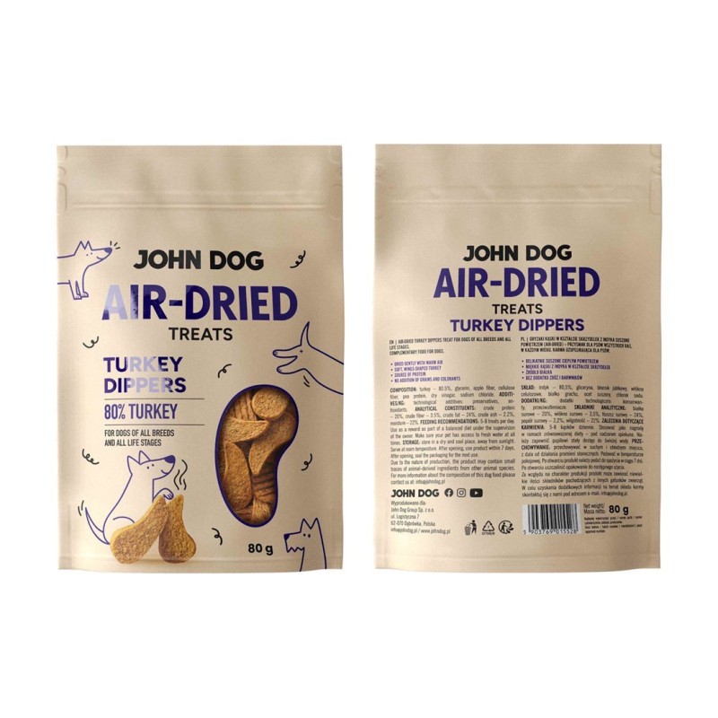 JOHN DOG Air-Dried Turkey dippers - dog treat - 80g