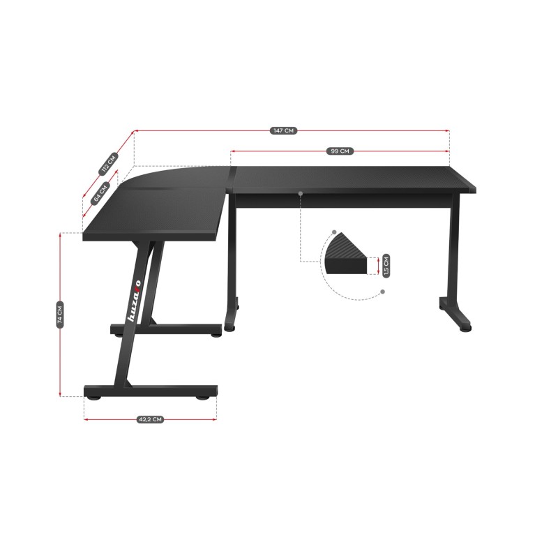 HUZARO HERO 6.0 BLACK GAMING DESK HUZARO HERO 6.0 BLACK GAMING DESK