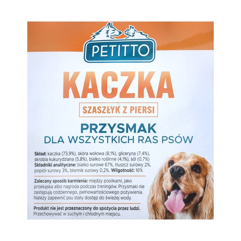 PETITTO Duck breast kebab - dog treat - 500 g PETITTO Duck breast kebab - dog treat - 500 g