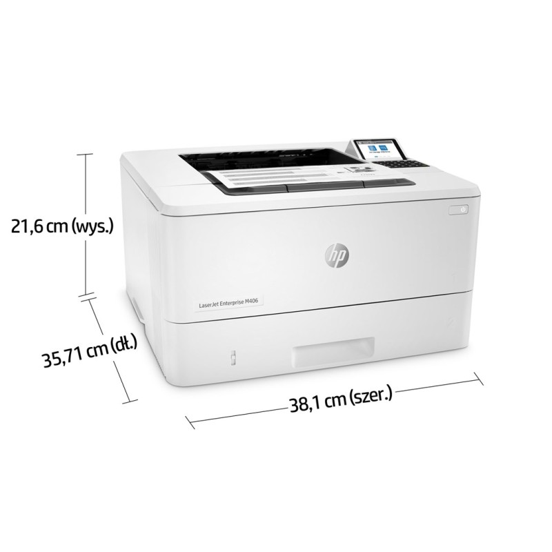 HP LaserJet Enterprise M406dn, Black and white, Printer for Business, Print, Compact Size; Strong Security; Two-sided printing; Energy Efficient; Front-facing USB printing HP LaserJet Enterprise M406dn, Black and white, Printer for Business, Print, Compact Size; Strong Security; Two-sided printing; Energy Efficient; Front-facing USB printing