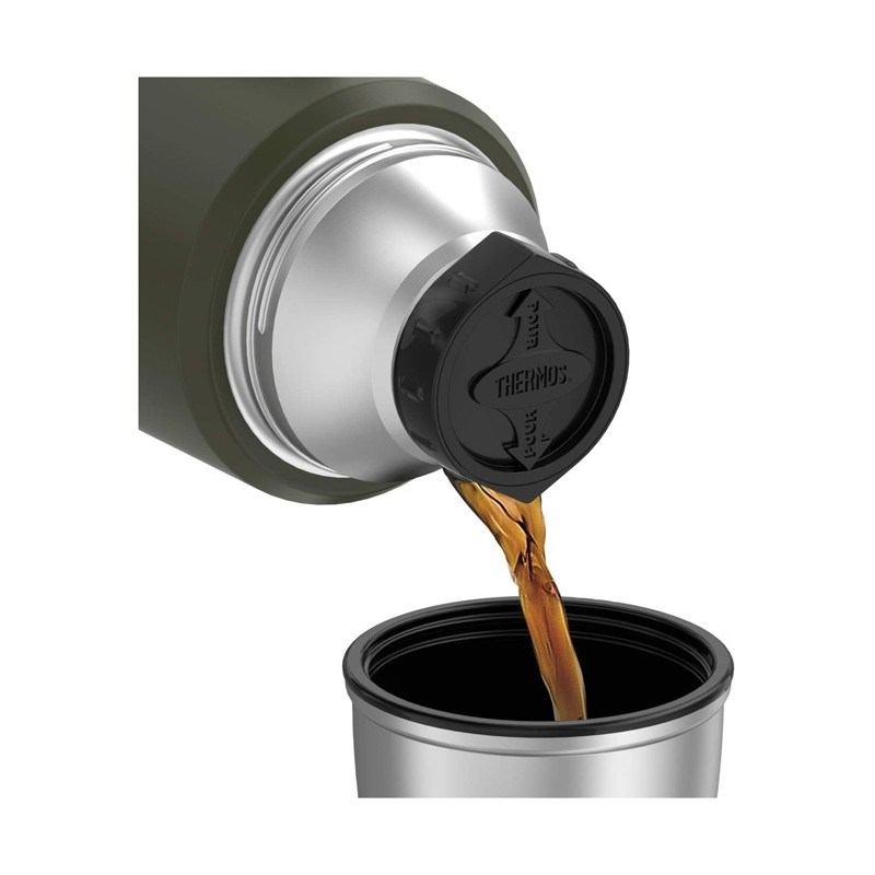 THERMOS 470 ml thermos flask with cup holder - army green THERMOS 470 ml thermos flask with cup holder - army green