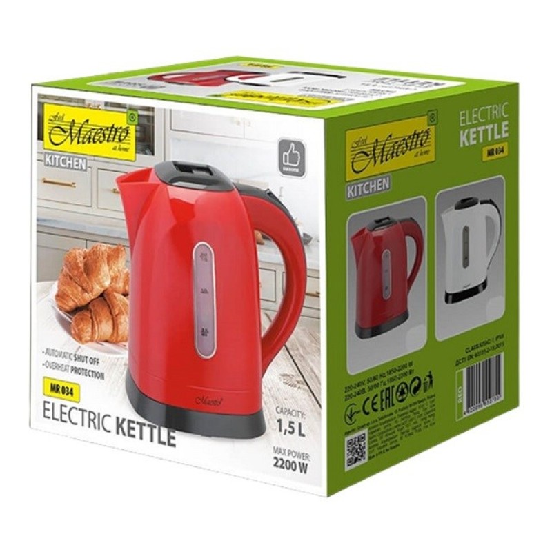 MAESTRO electric kettle 1,5 l MR-034-RED MAESTRO electric kettle 1,5 l MR-034-RED