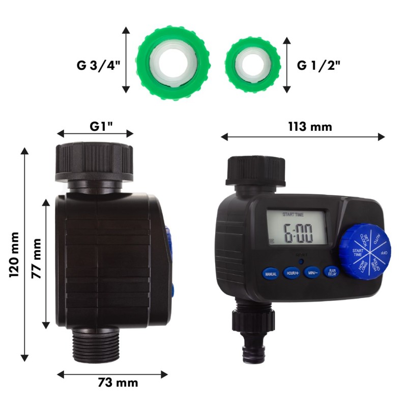 GreenBlue electronic irrigation controller, programmer, 2x1.5V AA power supply, GB390 GreenBlue electronic irrigation controller, programmer, 2x1.5V AA power supply, GB390