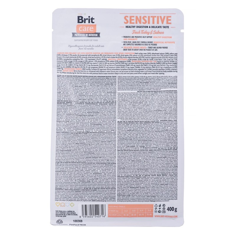 BRIT Care Grain-Free Sensitive Turkey&Salmon - dry cat food - 400 g BRIT Care Grain-Free Sensitive Turkey&Salmon - dry cat food - 400 g