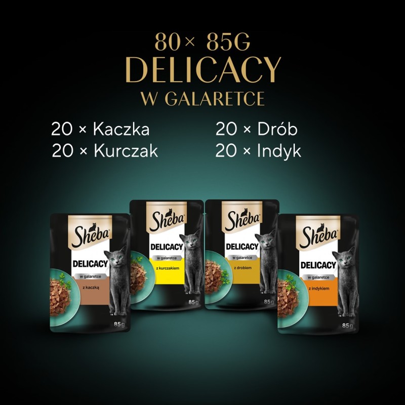SHEBA Delicacy Poultry Flavours in jelly - wet cat food - 80x 85 g SHEBA Delicacy Poultry Flavours in jelly - wet cat food - 80x 85 g