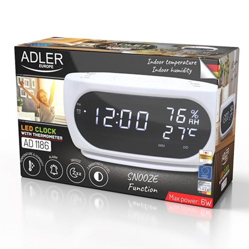 Budzik ADLER AD 1186 white Budzik ADLER AD 1186 white