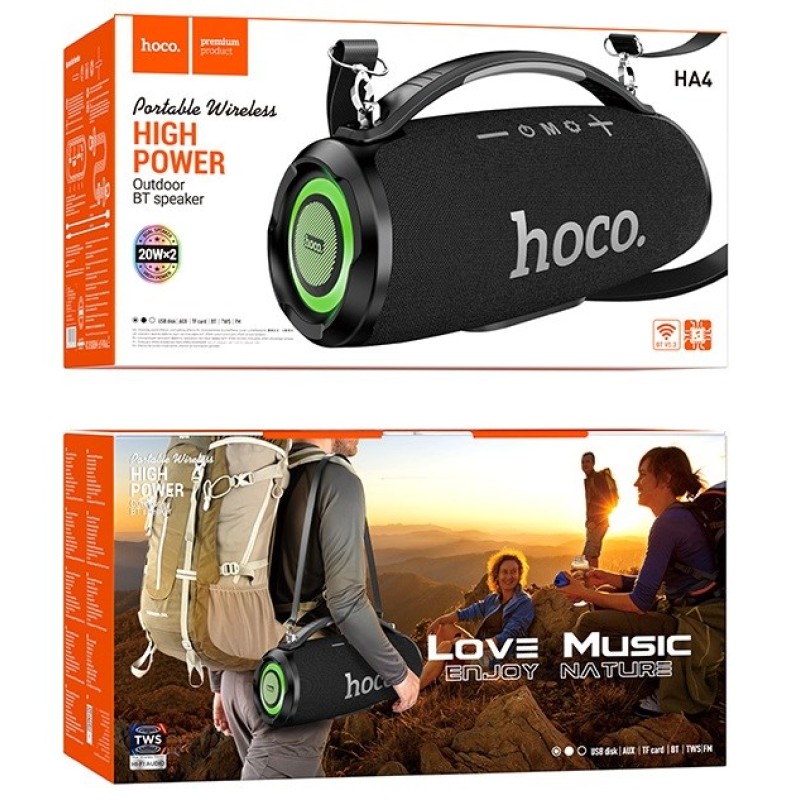 HOCO HA4 Surge Portable Speaker Blutooth/ FM/ TF card/ USB memory stick/ AUX 2 x 20 W Black HOCO HA4 Surge Portable Speaker Blutooth/ FM/ TF card/ USB memory stick/ AUX 2 x 20 W Black