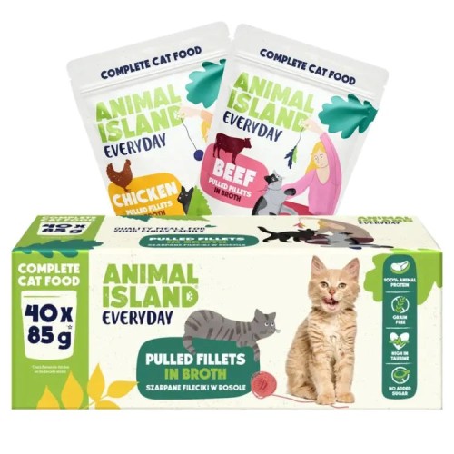 ANIMAL ISLAND Everyday Beef and chicken fillets in broth - wet cat food - 40 x 85g ANIMAL ISLAND Everyday Beef and chicken fillets in broth - wet cat food - 40 x 85g