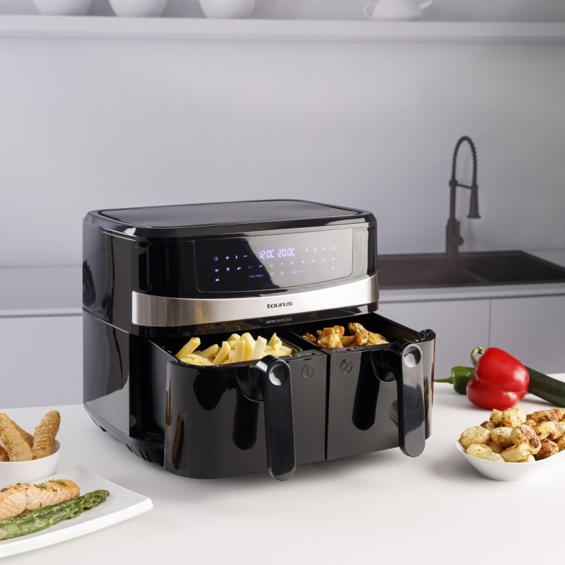 Taurus Air Fry Digital Duo Double 9 L 2200 W Hot air fryer Black Taurus Air Fry Digital Duo Double 9 L 2200 W Hot air fryer Black