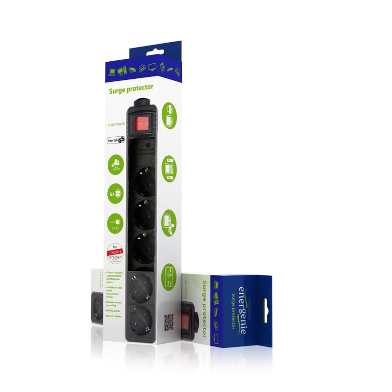 EnerGenie SPG5-C-15 surge protector Black 5 AC outlet(s) 250 V 4.5 m EnerGenie SPG5-C-15 surge protector Black 5 AC outlet(s) 250 V 4.5 m