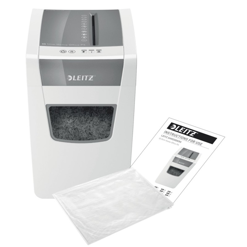Leitz IQ Slim Office P-4 paper shredder Cross shredding 22 cm White Leitz IQ Slim Office P-4 paper shredder Cross shredding 22 cm White