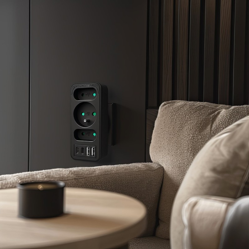 Current socket x3 + 4xUSB Maclean, splitter with 3 sockets, 2xUSB A, 2xUSB C PD 20W, 1x16A + 2x6A, MCE248 F/B Current socket x3 + 4xUSB Maclean, splitter with 3 sockets, 2xUSB A, 2xUSB C PD 20W, 1x16A + 2x6A, MCE248 F/B