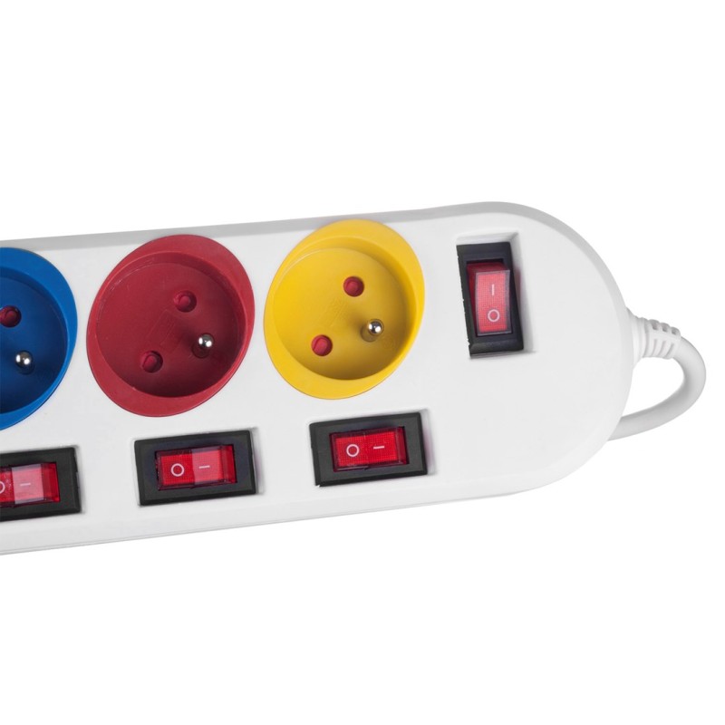 Maclean power strip, 5 socket extension cable, with switches, 250VAC/10A, 1.5m, MCE204 M/W Maclean power strip, 5 socket extension cable, with switches, 250VAC/10A, 1.5m, MCE204 M/W