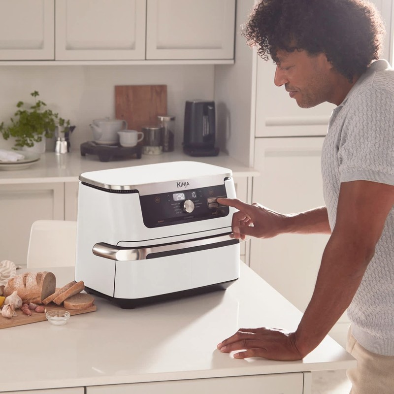 Ninja AF500EUWH fryer Double 10.4 L Stand-alone 2470 W Hot air fryer Silver, White Ninja AF500EUWH fryer Double 10.4 L Stand-alone 2470 W Hot air fryer Silver, White