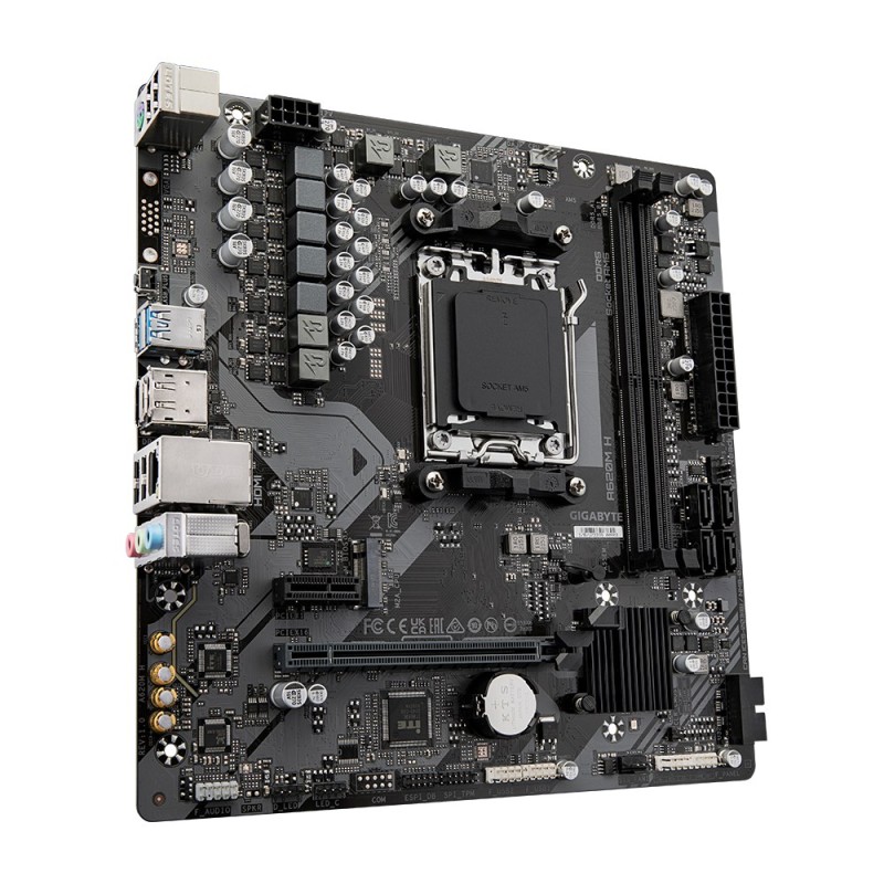 GIGABYTE A620M H Motherboard - Supports AMD Ryzen 8000 CPUs, 5+2+2 Phases Digital VRM, up to 7200MHz DDR5 (OC), 1xPCIe 4.0 M.2, GbE LAN, USB 3.2 Gen 1 GIGABYTE A620M H Motherboard - Supports AMD Ryzen 8000 CPUs, 5+2+2 Phases Digital VRM, up to 7200MHz DDR5 (OC), 1xPCIe 4.0 M.2, GbE LAN, USB 3.2 Gen 1