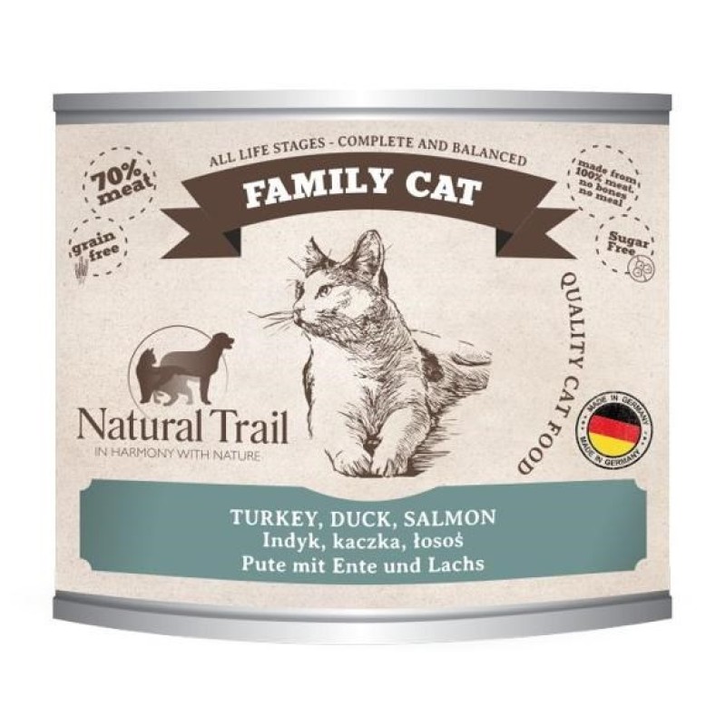 NATURAL TRAIL Family Cat Turkey, duck, salmon - wet cat food - 200g