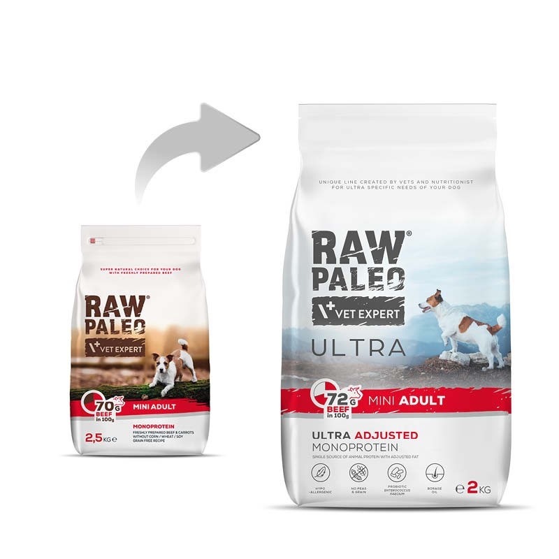 RAW PALEO Ultra Mini Adult Beef - dry dog food - 2 kg RAW PALEO Ultra Mini Adult Beef - dry dog food - 2 kg