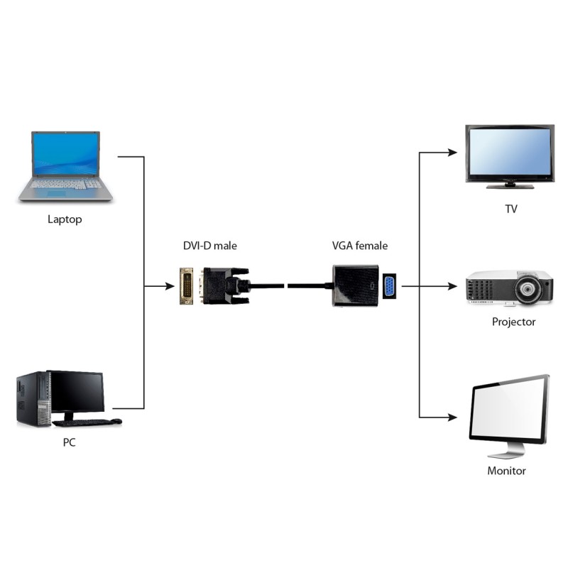 Gembird A-DVID-VGAF-01 video cable adapter 0.2 m DVI-D VGA (D-Sub) Black Gembird A-DVID-VGAF-01 video cable adapter 0.2 m DVI-D VGA (D-Sub) Black