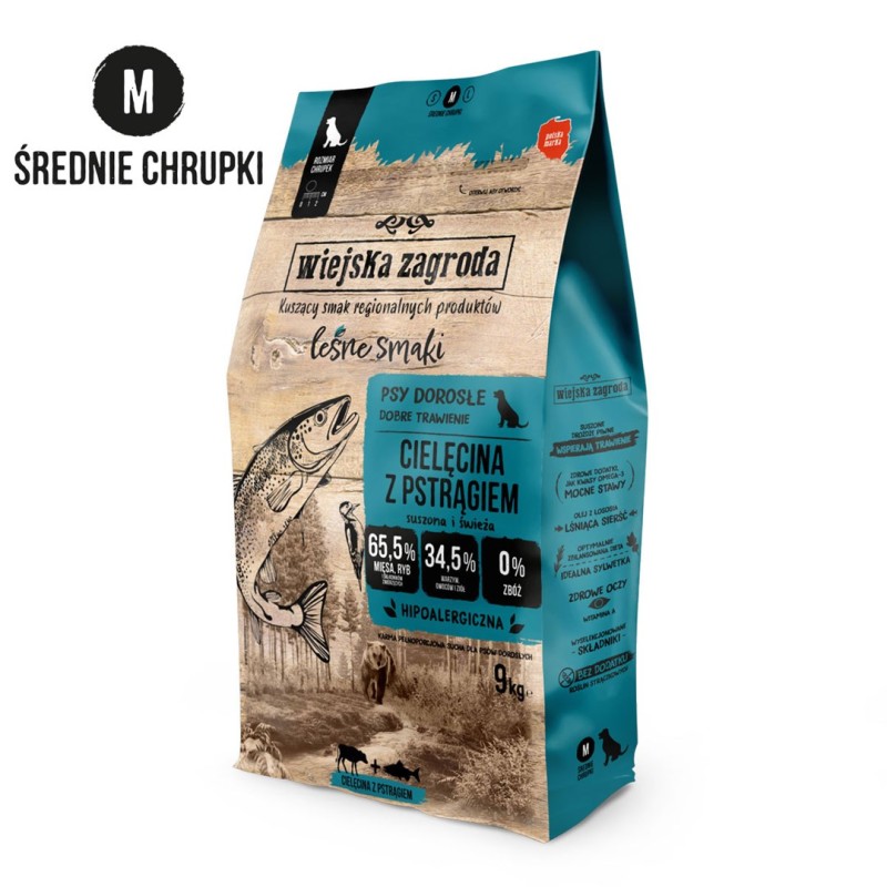 WIEJSKA ZAGRODA Veal with Trout M – dry dog food – 9kg WIEJSKA ZAGRODA Veal with Trout M – dry dog food – 9kg