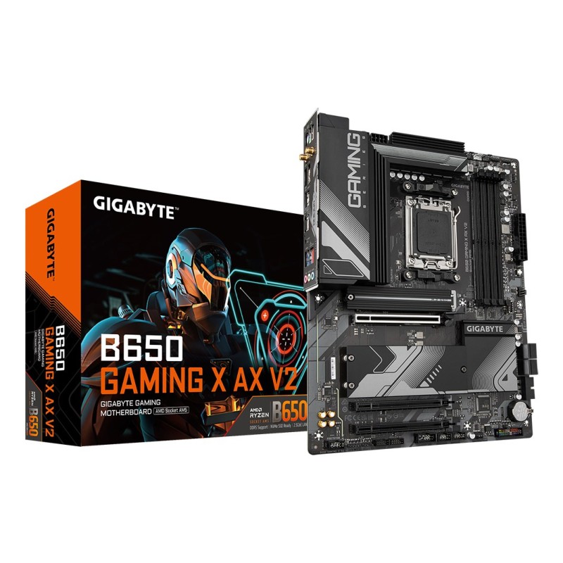 GIGABYTE B650 GAMING X AX V2 Motherboard - Supports AMD Ryzen 8000 CPUs, 8+2+2 Phases Digital VRM, up to 8000MHz DDR5 (OC), 1xPCIe 5.0 + 2xPCIe 4.0 M.2, Wi-Fi 6E 802.11ax, 2.5GbE LAN, USB 3.2 Gen 2 GIGABYTE B650 GAMING X AX V2 Motherboard - Supports AMD Ryzen 8000 CPUs, 8+2+2 Phases Digital VRM, up to 8000MHz DDR5 (OC), 1xPCIe 5.0 + 2xPCIe 4.0 M.2, Wi-Fi 6E 802.11ax, 2.5GbE LAN, USB 3.2 Gen 2