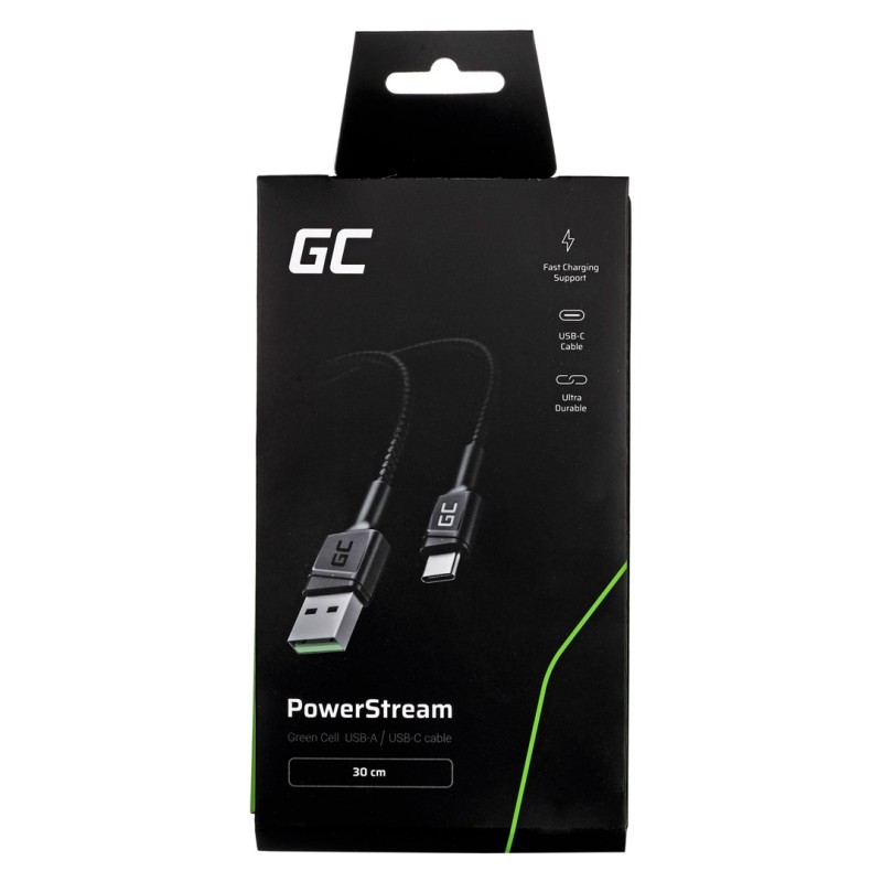 Green Cell KABGC25 USB cable 0.3 m USB A USB C Black Green Cell KABGC25 USB cable 0.3 m USB A USB C Black