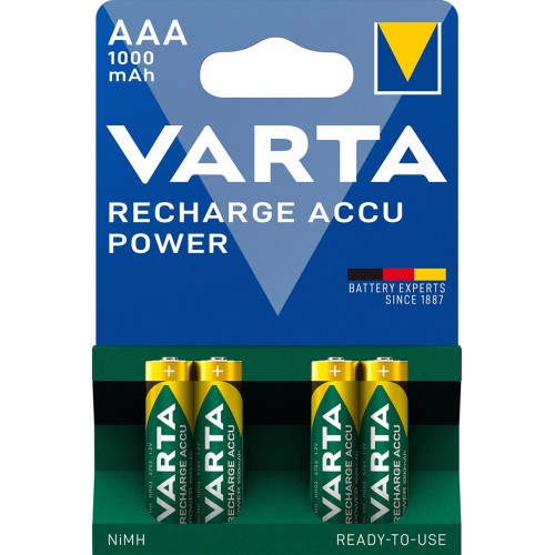 VARTA HR03 AAA Recharge Accu Power 1000 mAh 05703 Rechargeable batteries 4 pc(s) Green, Yellow VARTA HR03 AAA Recharge Accu Power 1000 mAh 05703 Rechargeable batteries 4 pc(s) Green, Yellow