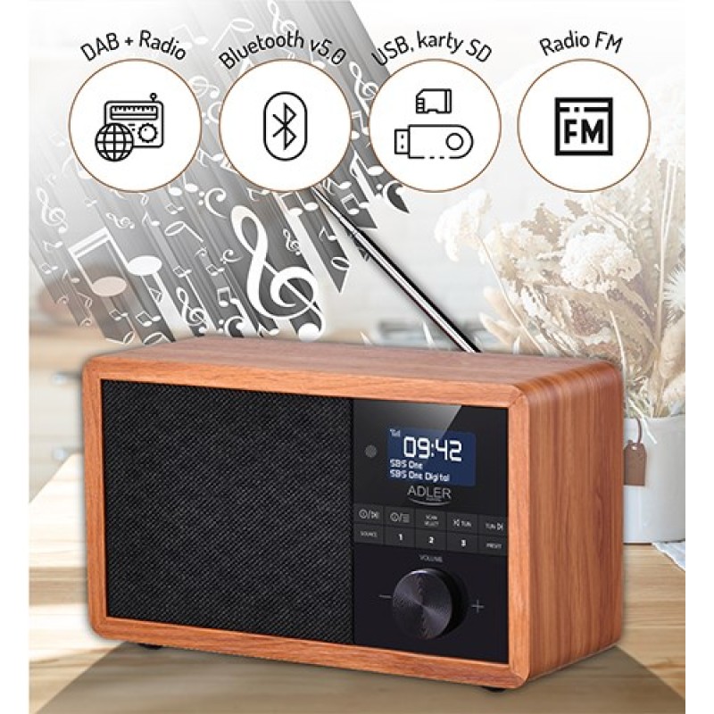 Adler AD 1184 radio Portable Digital Black, Wood Adler AD 1184 radio Portable Digital Black, Wood