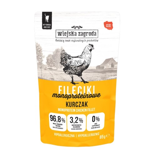 WIEJSKA ZAGRODA Chicken Monoprotein Fillets – wet food for cats – 85g WIEJSKA ZAGRODA Chicken Monoprotein Fillets – wet food for cats – 85g