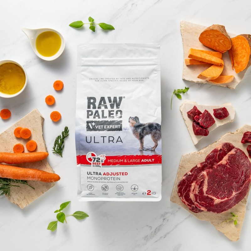 RAW PALEO Ultra Medium&Large Adult Beef - dry dog food - 2 kg RAW PALEO Ultra Medium&Large Adult Beef - dry dog food - 2 kg