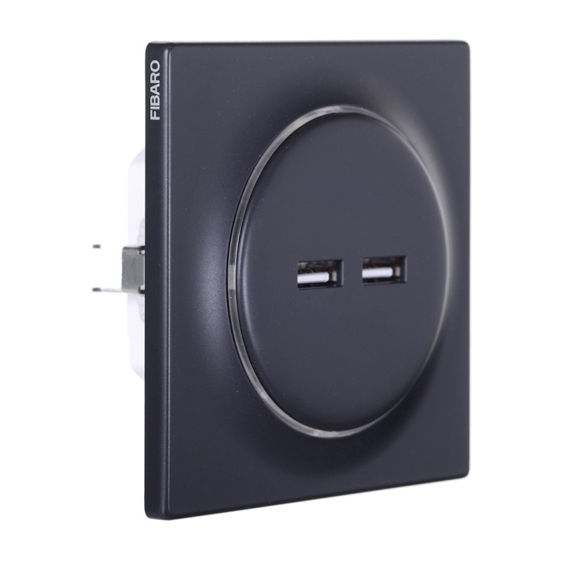 Fibaro FGWU-021-8 socket-outlet 2x USB Black Fibaro FGWU-021-8 socket-outlet 2x USB Black