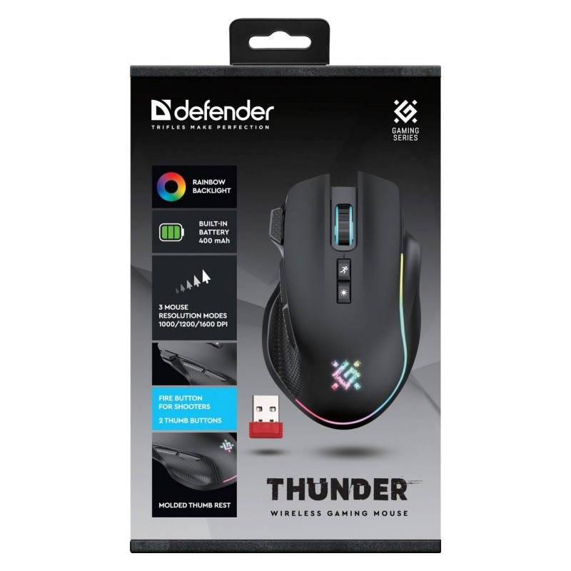 MOUSE DEFENDER GM-213 THUNDER RF 1600dpi 8P BLACK MOUSE DEFENDER GM-213 THUNDER RF 1600dpi 8P BLACK