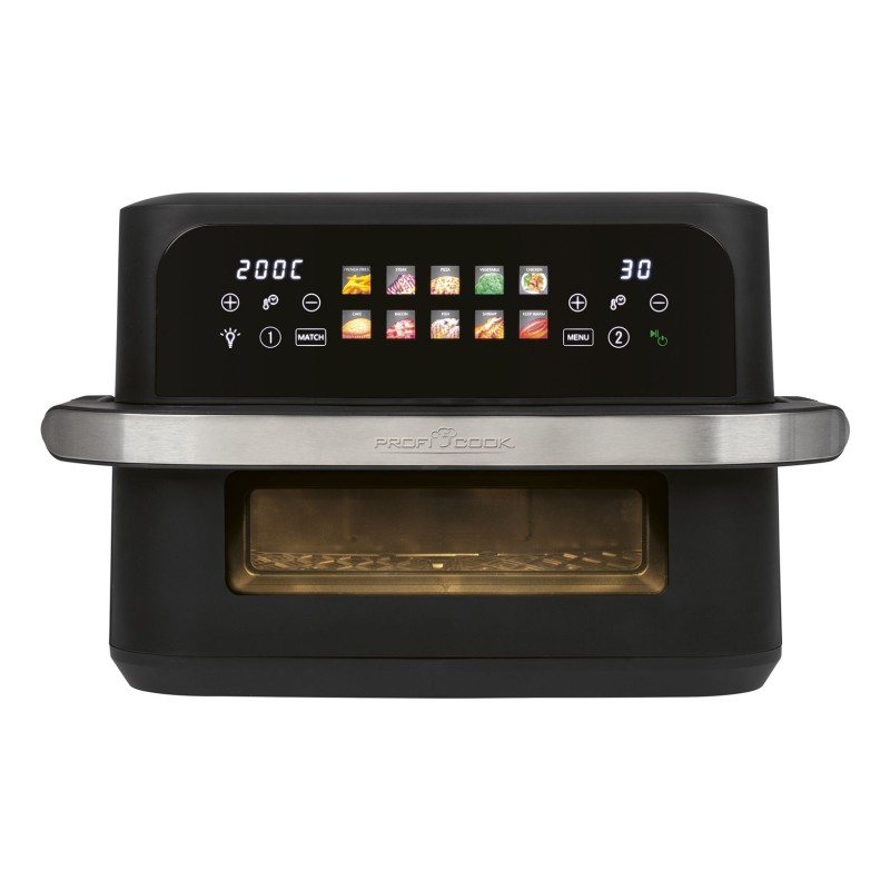 ProfiCook PC-FR 1313 H Double 10 L Stand-alone 2400 W Hot air fryer Black, Stainless steel