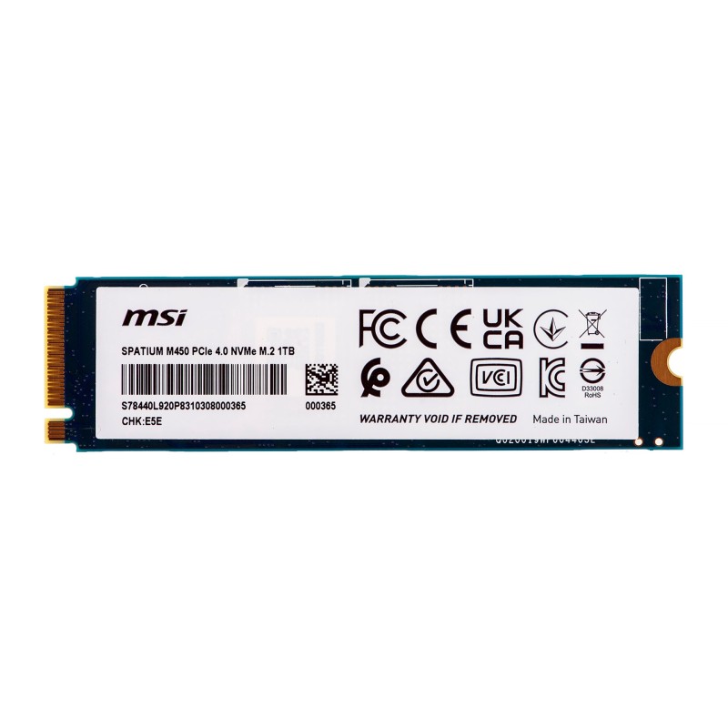 MSI SPATIUM M450 PCIe 4.0 NVMe M.2 1000GB PCI Express 4.0 3D NAND MSI SPATIUM M450 PCIe 4.0 NVMe M.2 1000GB PCI Express 4.0 3D NAND