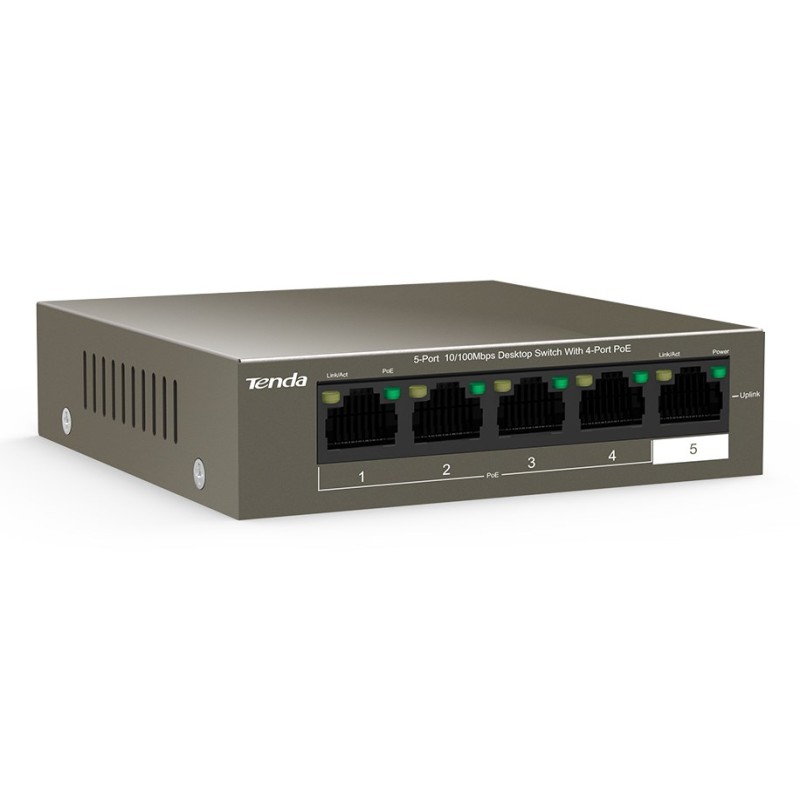 Tenda TEF1105-4-63W network switch Unmanaged Fast Ethernet (10/100) Power over Ethernet (PoE) Desktop/Wall-Mounting Grey Tenda TEF1105-4-63W network switch Unmanaged Fast Ethernet (10/100) Power over Ethernet (PoE) Desktop/Wall-Mounting Grey