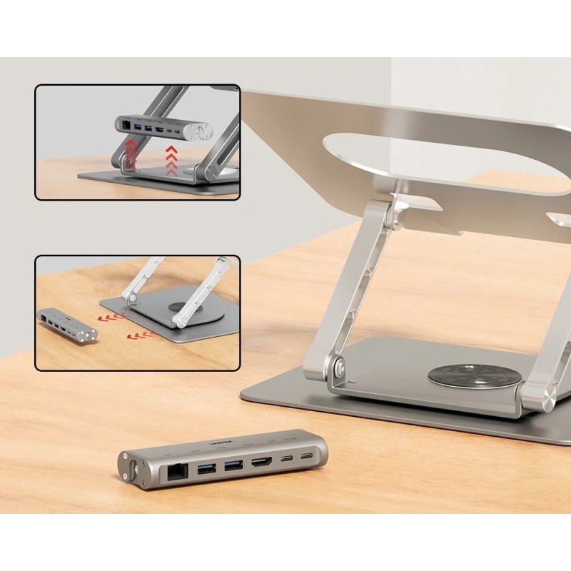 Adjustable laptop stand + USB-C HDMI hub Unitek D1109B01 PD 100W Adjustable laptop stand + USB-C HDMI hub Unitek D1109B01 PD 100W
