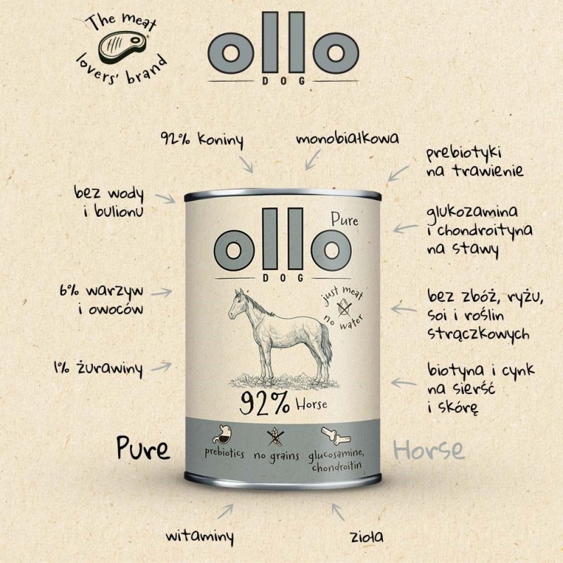 OLLO Pure Horse - wet dog food - 400g OLLO Pure Horse - wet dog food - 400g