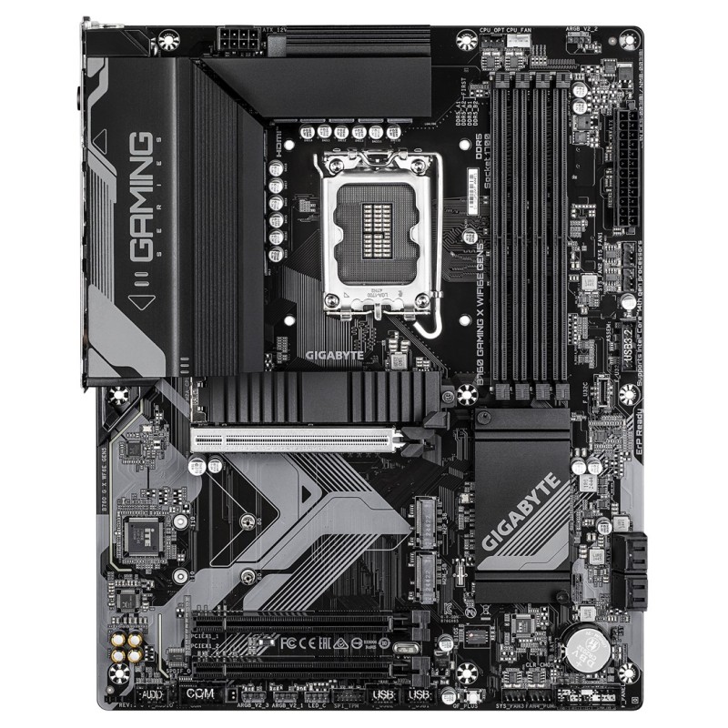 GIGABYTE B760 GAMING X WIFI6E GEN5 Motherboard - Supports 14th Gen. Intel Core CPUs, 8+1+1 phases VRM, up to 5600MHz DDR5, 3xPCIe 4.0 M.2, Wi-Fi 6E, 2.5 GbE LAN, USB 3.2 Gen 2 GIGABYTE B760 GAMING X WIFI6E GEN5 Motherboard - Supports 14th Gen. Intel Core CPUs, 8+1+1 phases VRM, up to 5600MHz DDR5, 3xPCIe 4.0 M.2, Wi-Fi 6E, 2.5 GbE LAN, USB 3.2 Gen 2