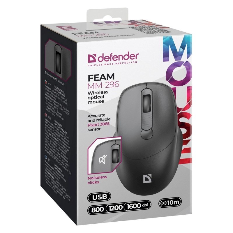 MOUSE DEFENDER FEAM MM-296 RF SILENT BLACK MOUSE DEFENDER FEAM MM-296 RF SILENT BLACK